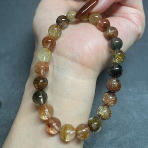 Genuine Multicolor Crystal Beaded Bracelet - Phantom Quartz
